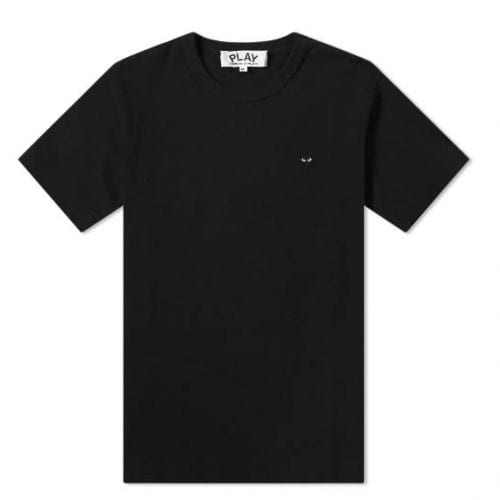 Comme des Garcons Play Little Black Heart T Shirt in All Black UK SEIKK